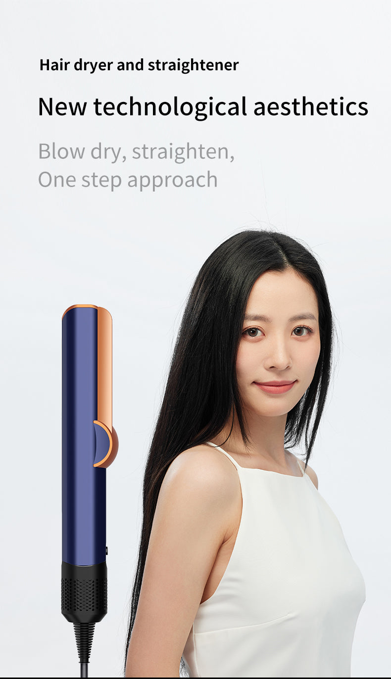 Hair Straightener - 2 in 1 Wet to Dry Hair Dryer and Straightener with High-Speed Airflow + Rapid Heat-Up + Customizable Temperature  & Auto Shut-Off + No Heat Damage for All Hair Types
