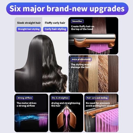 Hair Straightener - 2 in 1 Wet to Dry Hair Dryer and Straightener with High-Speed Airflow + Rapid Heat-Up + Customizable Temperature  & Auto Shut-Off + No Heat Damage for All Hair Types