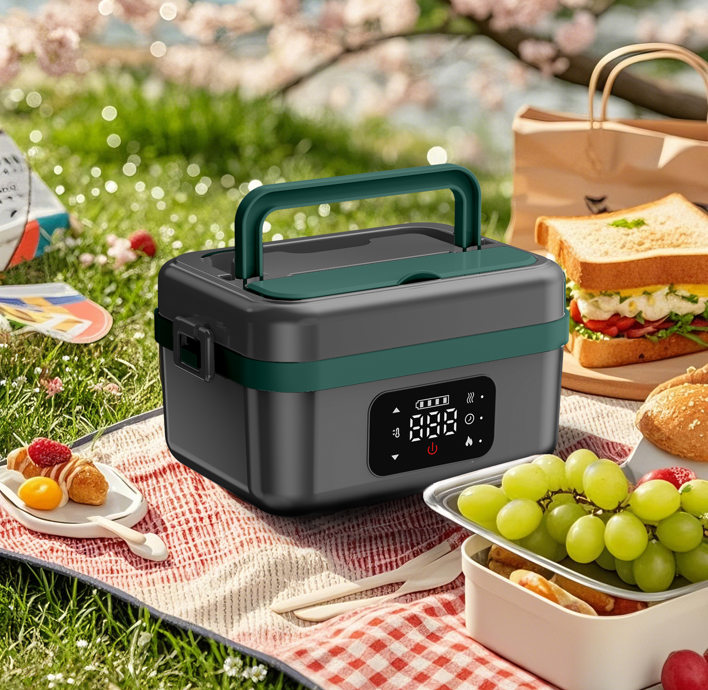 Cordless Electric Lunch Box for Adults, Kids, Men, Women, Rechargeable 16000mAh Battery, 1L Stainless Steel Container, Foodwarmer Fasting heating for Office, Truck Drivers, Construction Workers