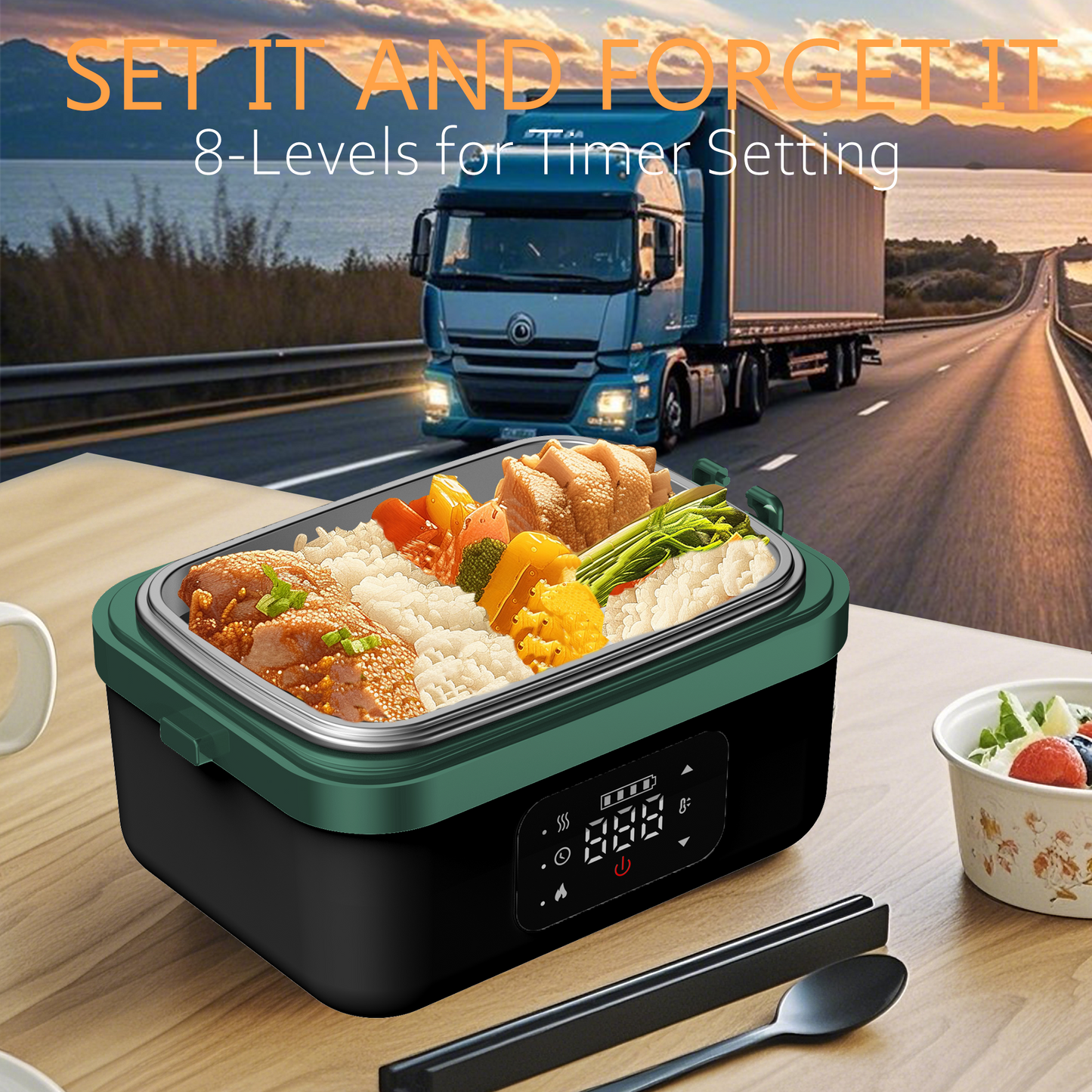 Cordless Electric Lunch Box for Adults, Kids, Men, Women, Rechargeable 16000mAh Battery, 1L Stainless Steel Container, Foodwarmer Fasting heating for Office, Truck Drivers, Construction Workers