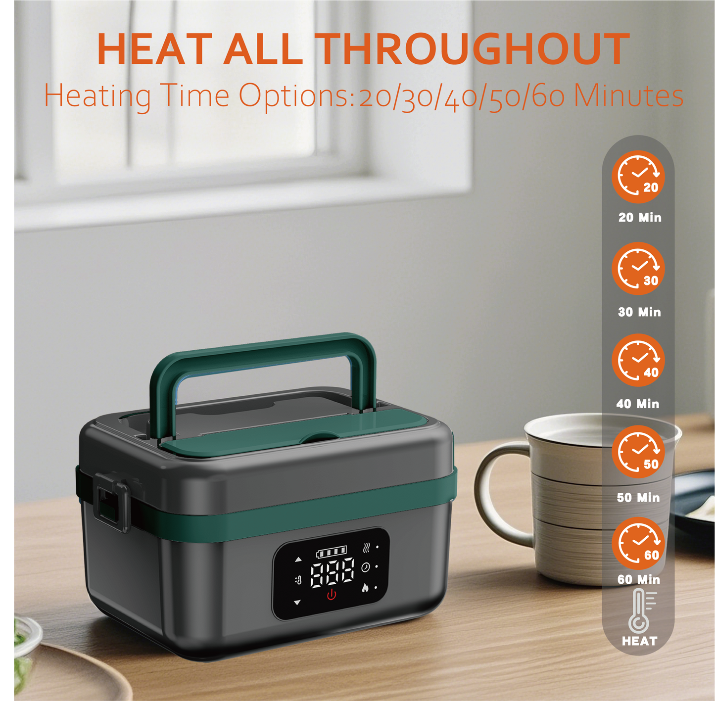 Cordless Electric Lunch Box for Adults, Kids, Men, Women, Rechargeable 16000mAh Battery, 1L Stainless Steel Container, Foodwarmer Fasting heating for Office, Truck Drivers, Construction Workers
