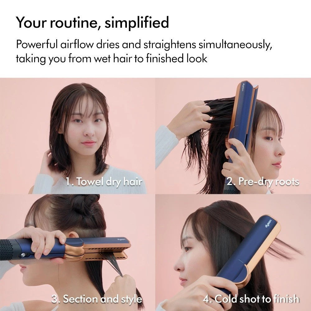 Hair Straightener - 2 in 1 Wet to Dry Hair Dryer and Straightener with High-Speed Airflow + Rapid Heat-Up + Customizable Temperature  & Auto Shut-Off + No Heat Damage for All Hair Types