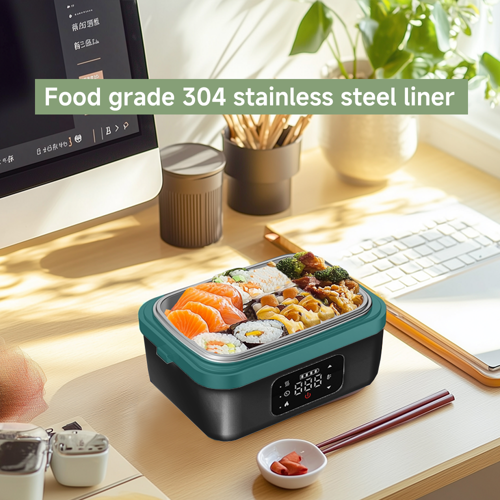 Cordless Electric Lunch Box for Adults, Kids, Men, Women, Rechargeable 16000mAh Battery, 1L Stainless Steel Container, Foodwarmer Fasting heating for Office, Truck Drivers, Construction Workers