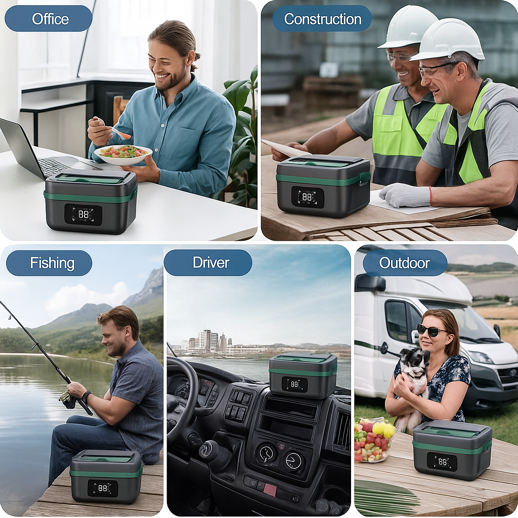 Cordless Electric Lunch Box for Adults, Kids, Men, Women, Rechargeable 16000mAh Battery, 1L Stainless Steel Container, Foodwarmer Fasting heating for Office, Truck Drivers, Construction Workers