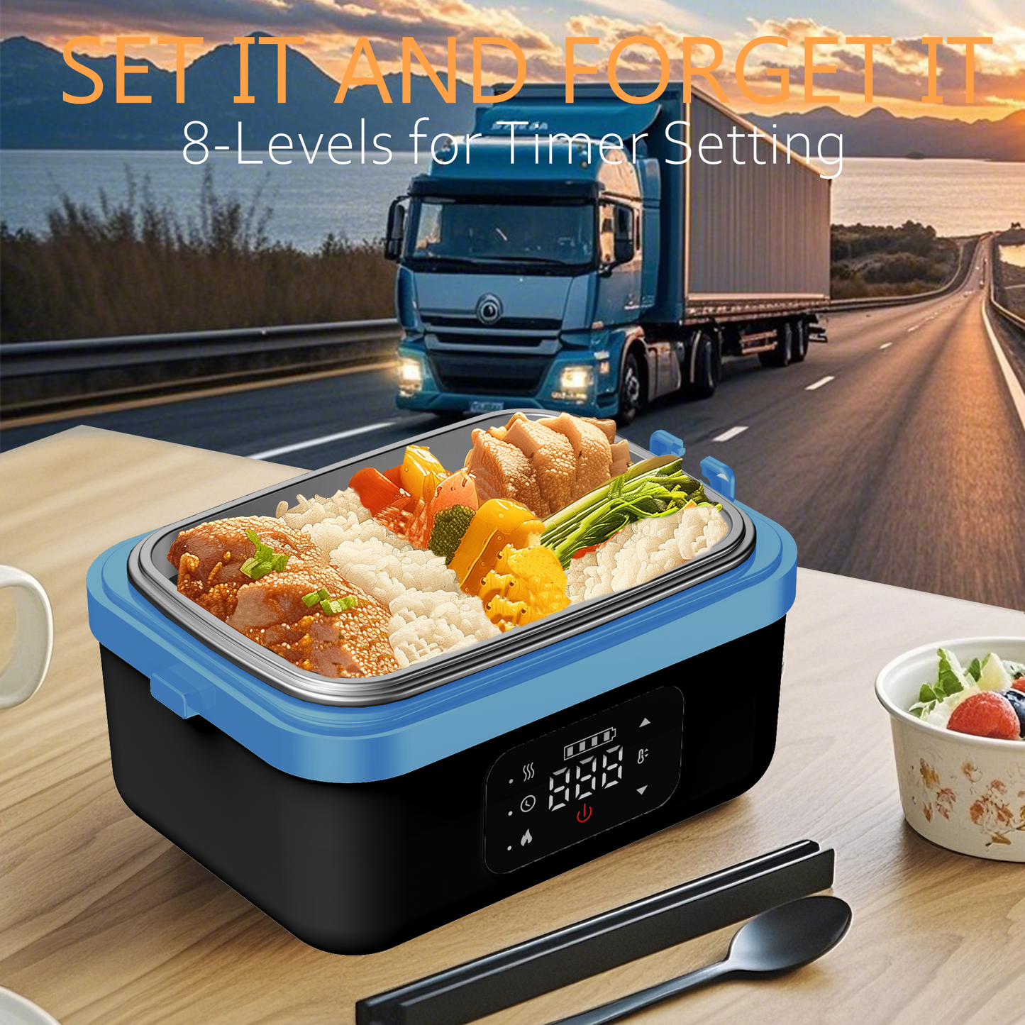 Efun Cordless Electric Lunch Box for Adults, 16000mAh Rechargeable Auto Heated Lunch Box, 1L Portable Self-Heating Food Warmer for Office, Picnic, Car & Outdoor Use