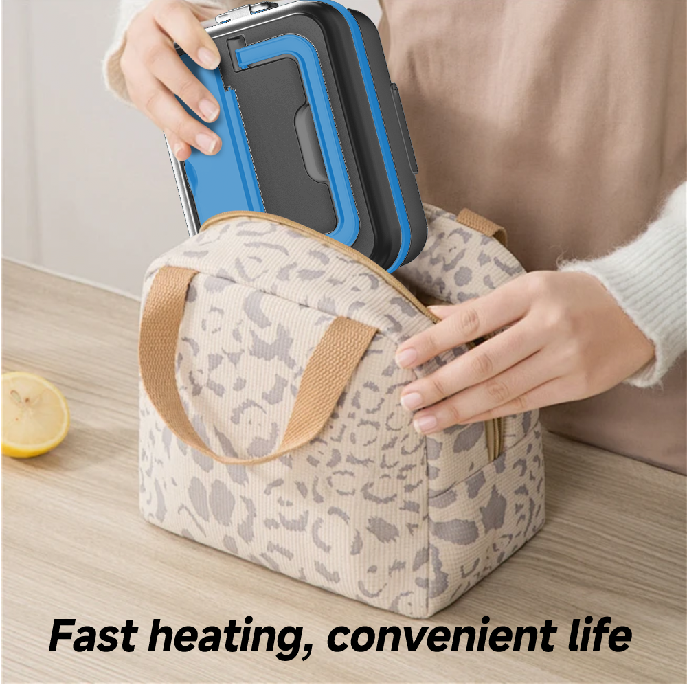 Efun Cordless Electric Lunch Box for Adults, 16000mAh Rechargeable Auto Heated Lunch Box, 1L Portable Self-Heating Food Warmer for Office, Picnic, Car & Outdoor Use